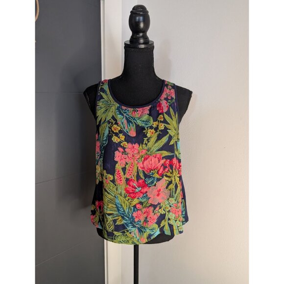 Anthropologie Postmark Lillie Floral Front Navy Back Tank OB539727 - S‎ - Picture 1 of 10